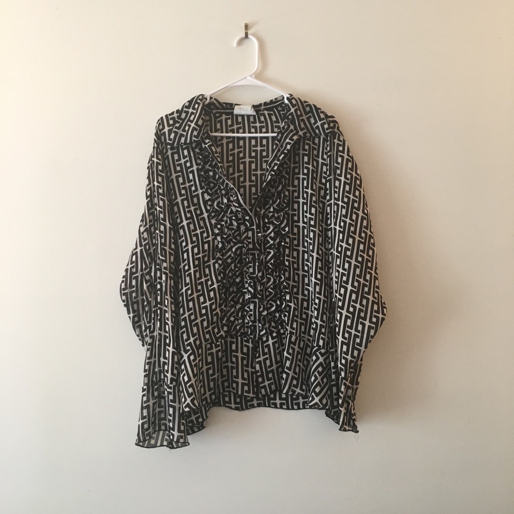 Ruffled Black and White Shirt